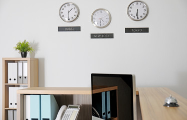 Reception desk in hotel