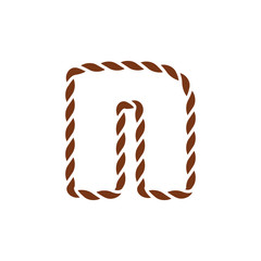 N Navy Rope Letter Logo Icon Design
