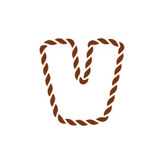 V Navy Rope Letter Logo Icon Design