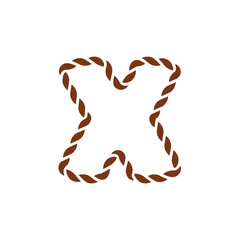 X Navy Rope Letter Logo Icon Design
