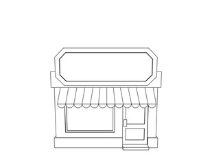 Store building. Vector outline illustration.