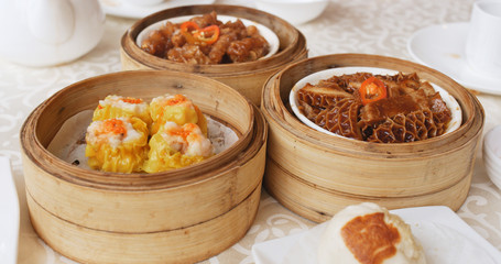 Family gathering in chinese restaurant, eat together