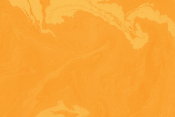 Suminagashi marble texture hand painted with orange ink. Digital paper 1307 performed in traditional japanese suminagashi floating ink technique. Glamorous liquid abstract background.