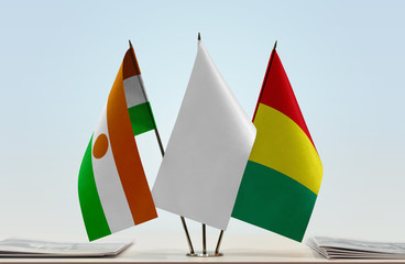 Flags of Niger and Guinea with a white flag in the middle