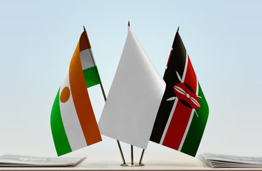 Flags of Niger and Kenya with a white flag in the middle