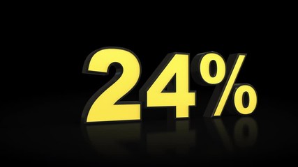 Counting from zero 0 to twenty-five 25 % percent 3D animation