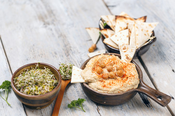 Bowl of homemade hummus