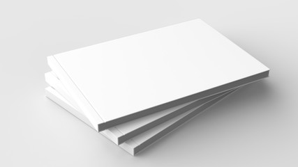 Horizontal - landscape hardcover brochure, book or catalog mock up isolated on soft gray background. 3D illustrating.