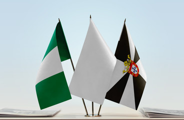 Flags of Nigeria and Ceuta with a white flag in the middle