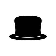 Black top hat. Culinder. Gentleman style. Mister. Vector.