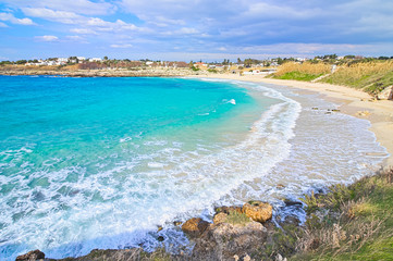 Salento Italian sandy beach and turquoise sea