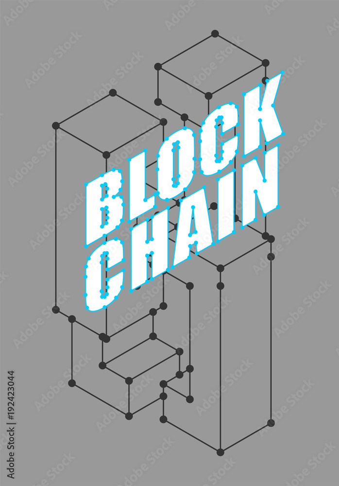 Poster blockchain network isolated. cyber concept matrix. block chain vector illustration