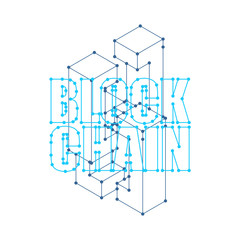 Blockchain network isolated. Cyber concept matrix. Block chain vector illustration