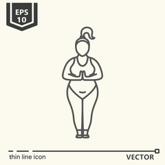 Thin line icon series- Yoga for plump, tadasana