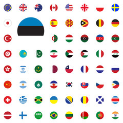 Estonia round flag icon. Round World Flags Vector illustration Icons Set.