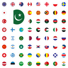 Pakistan round flag icon. Round World Flags Vector illustration Icons Set.