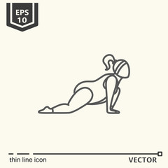 Thin line icon series- Yoga for plump, ashva sanchalanasana