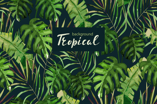 Tropical background for wedding, textile, fabric. Vector seamless pattern