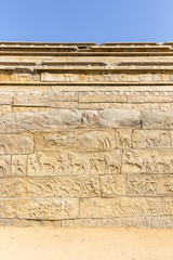 reliefs on Mahanavami platform monument, Hampi, Karnataka, India