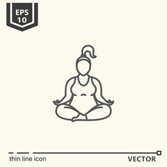 Thin line icon series- Yoga for plump, siddhasana