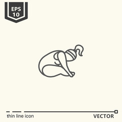 Thin line icon series- Yoga for plump, baddha konasana