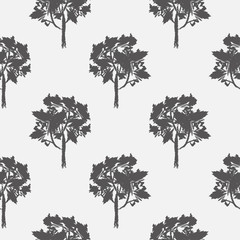 Seamless pattern, vector repeating illustration, decorative ornamental stylized endless trees. Abstract background, seamles graphic illustration