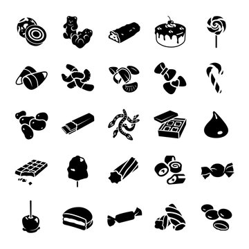 Confectionery Glyph Vector Icons