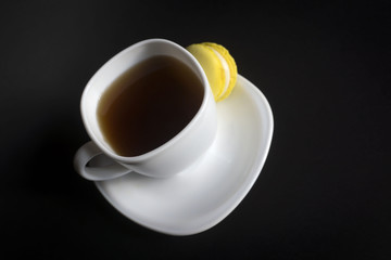 Hot drink cup on black background.