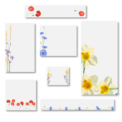 Abstract vector set of web banner templates with floral background for headers of websites