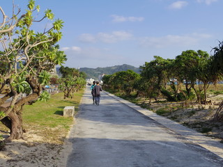 Fototapeta na wymiar 沖縄県名護市21世紀の森公園を走るランナー