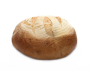 Loaf of wheat bread isolated on white background