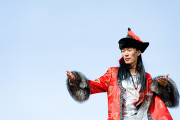 man in Mongolian costume