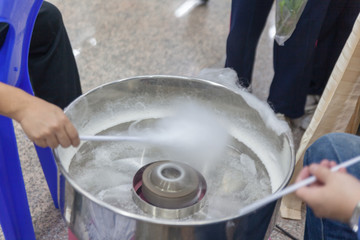 Fototapeta na wymiar close up of machine to make cotton sugar candy