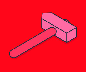 Red hammer linear isometric Icon