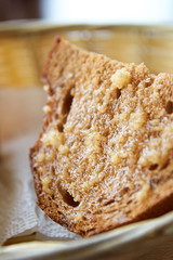 Black bread fried with garlic. Tasty snack