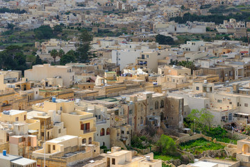 View of Victoria (Rabat) residential buildings from Cittadella on Gozo island, Malta