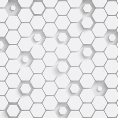 Paper hexagon background with drop shadows. Vector illustration.
