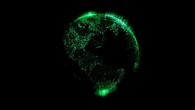 Earth with green particles