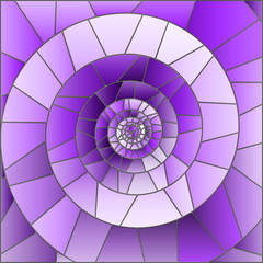 Illustration in stained glass style with abstract spiral in purple tones