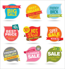 Modern sale stickers and tags colorful collection