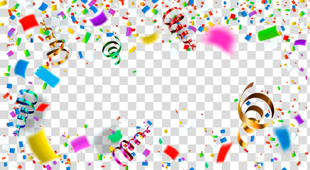 Celebration. Bright colorful vector illustration confetti on a transparent background