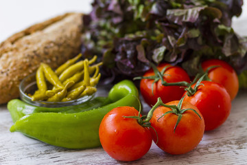 Vegetables and bread