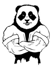 Isolated vector illustration a strong wild panda- man.