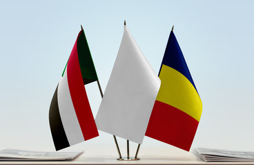 Flags of Sudan and Chad with a white flag in the middle