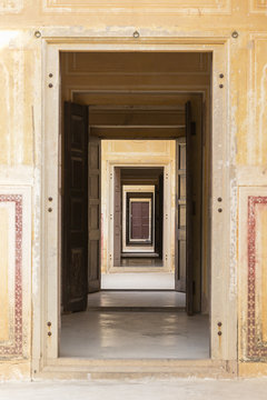 corridors and compound in Nahargarh Fort, Jaipur, Rajasthan, India