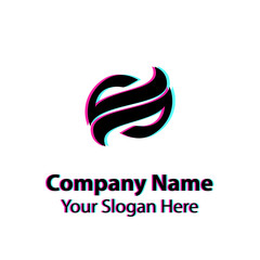 Fototapeta premium Abstract logo design with glitch effect on white background, Abstract graphic icon, logo design template, symbol for company