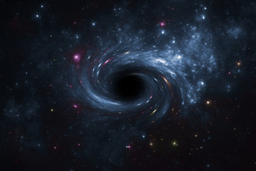 Naklejka premium Głębokie pole gwiazdowe z czarną dziurą.