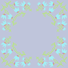 Bells   pattern, branches, leaves . Hand drawn.