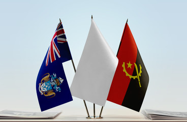 Flags of Tristan da Cunha and Angola with a white flag in the middle
