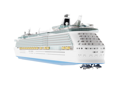 Beautiful huge cruise ship isolated on white background. 3D rendering